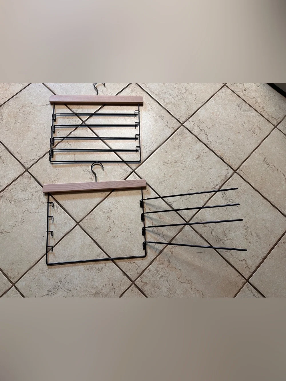 Wood Top Black Metal Multi-Tier Wall Hangers - Set of 3.